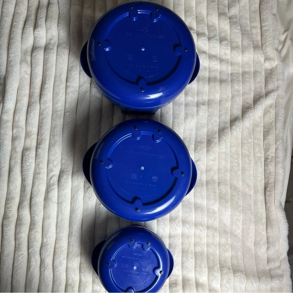 Set of 3  thermal stays hot for 4 hours cold  6 Blue Insulated bowls  NEW - Picture 3 of 5